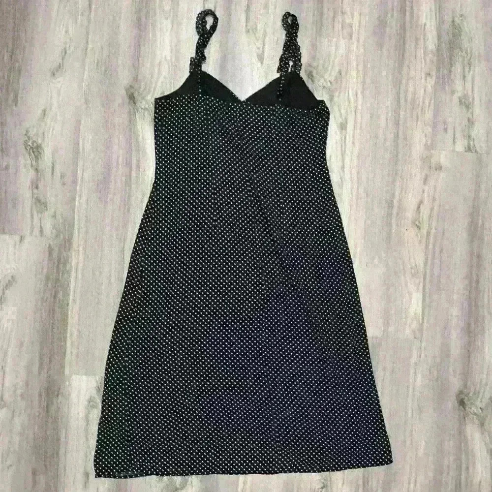 Trixxi Juniors Black White Polka Dot Sleeveless Midi Dress Ruffle Strap Size XL - Picture 4 of 9
